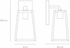 Lucide Matslot E27 Wandlamp - Zwart -Intex VERKAUF 816 1200 29829 01 30 technical drawing