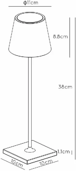 Lucide Justin Led Tafellamp - Wit -Intex VERKAUF 900 404 27888 03 31 technical drawing