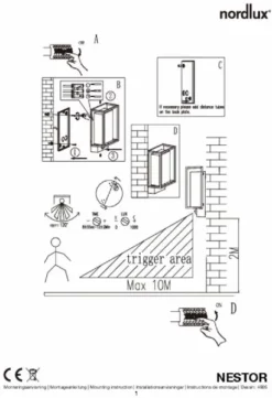 Nordlux Nestor Sensor Led Wandlamp Zwart 10 Nordlux Nestor Sensor Led Wandlamp Zwart -Intex VERKAUF 900 615 5701581464988.4