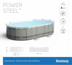 Bestway Power Steel Oval Zwembad - 488 X 305 X 107 Cm - Met Filterpomp En Accessoires -Intex VERKAUF 900 989 56448 01 power steel