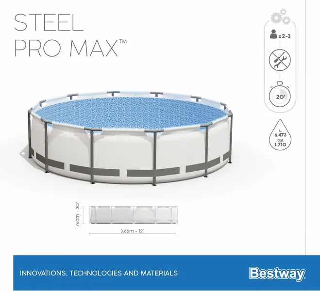 Bestway Steel Pro MAX Zwembad - 366 X 76 Cm - Met Filterpomp 7 Bestway Steel Pro MAX Zwembad - 366 X 76 Cm - Met Filterpomp - Afbeelding 7