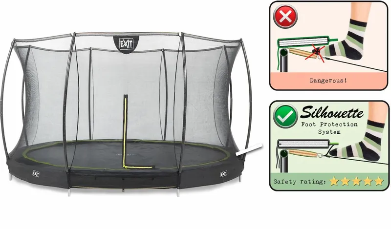 EXIT TOYS Exit Silhouette InGround Trampoline Met Net - Ø 427 Cm - Zwart 2 EXIT TOYS Exit Silhouette InGround Trampoline Met Net - Ø 427 Cm - Zwart - Afbeelding 2