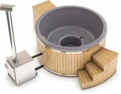 Houtgestookte Hottub Met Filteraansluiting - 4-6 Personen - Grijs