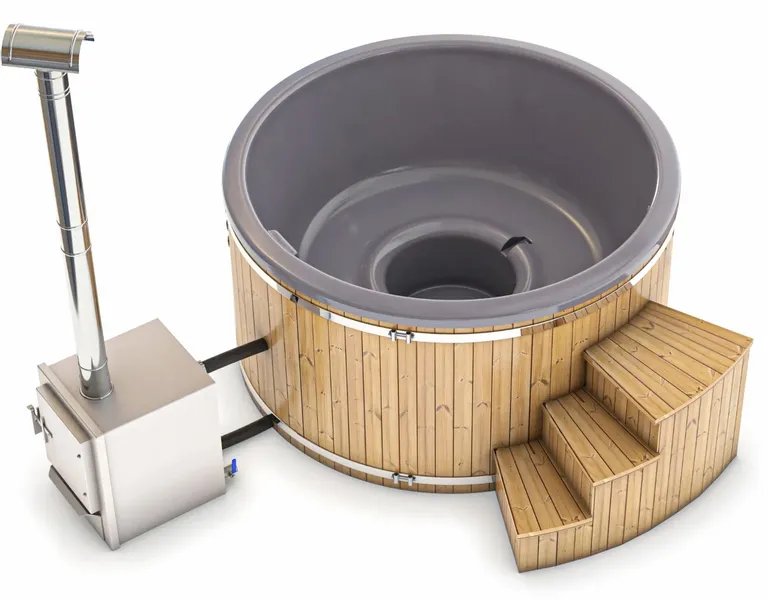 Houtgestookte Hottub - 4-6 Personen - Grijs 3 Houtgestookte Hottub - 4-6 Personen - Grijs - Afbeelding 3