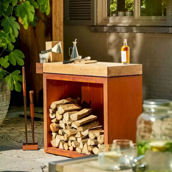 OFYR Butcher Block Storage 90 Corten - Teak Wood 3 OFYR Butcher Block Storage 90 Corten - Teak Wood - Afbeelding 3